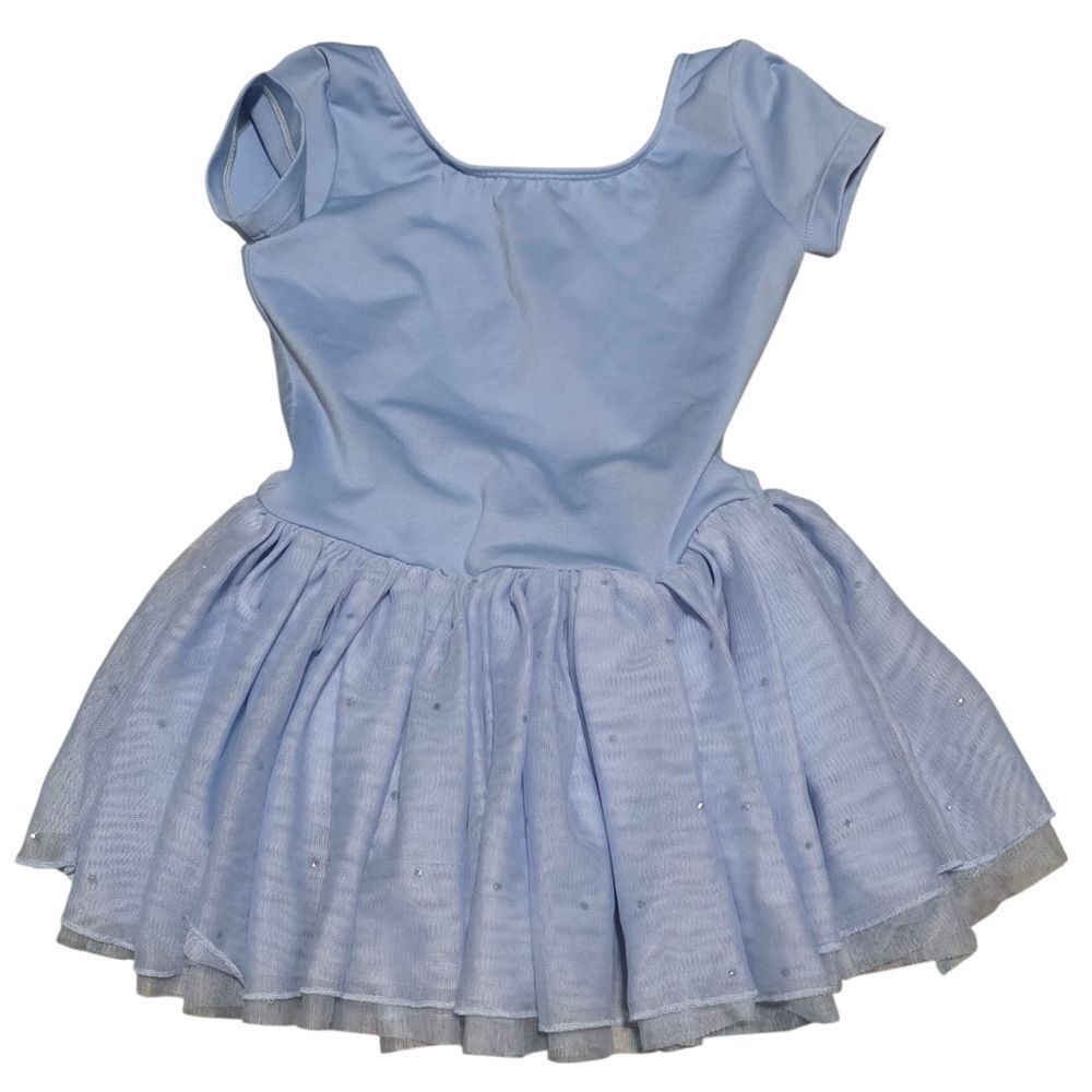 Bloch Sky Blue Kids Dance Leotard Full Skirt Attached (Rare)